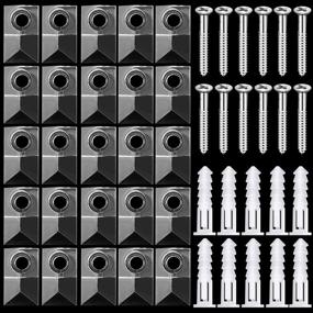 img 2 attached to 20 Set of Mirror Holder Clips: Clear Plastic Hanging Kit with Screws & Anchors for Walls, Windows, Cabinets & Doors