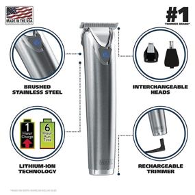 img 3 attached to 🧔 Wahl 9818 Stainless Steel Lithium Ion+ Beard and Nose Trimmer Kit for Men - Enhanced Battery Life and Precision Blades, All-in-One Men's Grooming Solution