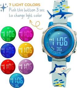 img 2 attached to Waterproof 3D Digital First Watch for Kids - 7 Color Light, Alarm & Stopwatch - Girls, Toddlers, and Children Ages 3-10 - School Watch