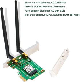 img 3 attached to 🔌 LinksTek PCIE Wi-Fi Bluetooth Adapter for Windows/Linux PCs/Servers - Dual Band 1200Mbps Wi-Fi Card (2.4GHz 300Mbps & 5GHz 867Mbps) - Bluetooth 4.0 with EDR - Wireless AC7260BT