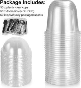 img 2 attached to 🥤 50 Pack 12 OZ Plastic Cups with Dome Lids and Sporks - Disposable Dessert Cups with Lids, No Hole Ice Cream Cups, Pudding & Parfait Cups, Fruit Cups - Clear PET Plastic Cups