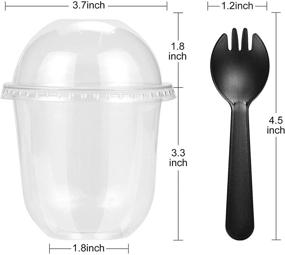 img 3 attached to 🥤 50 Pack 12 OZ Plastic Cups with Dome Lids and Sporks - Disposable Dessert Cups with Lids, No Hole Ice Cream Cups, Pudding & Parfait Cups, Fruit Cups - Clear PET Plastic Cups
