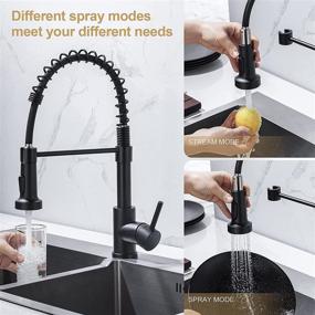 img 2 attached to Lufeidra Kitchen Faucet: Pull Down Sprayer, Commercial Industrial Spring, Single Handle, Stainless Steel Matte Black - Ideal for Camper, Farmhouse, and RV Kitchen Sink