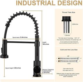 img 3 attached to Lufeidra Kitchen Faucet: Pull Down Sprayer, Commercial Industrial Spring, Single Handle, Stainless Steel Matte Black - Ideal for Camper, Farmhouse, and RV Kitchen Sink