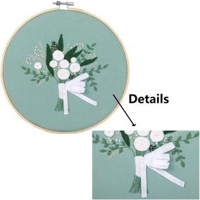 img 3 attached to 🌿 Complete Embroidery Starter Kit with Stamped Patterns, 2 Embroidery Cloths, 1 Bamboo Embroidery Hoop - Plants Flowers Design, Color Threads Included