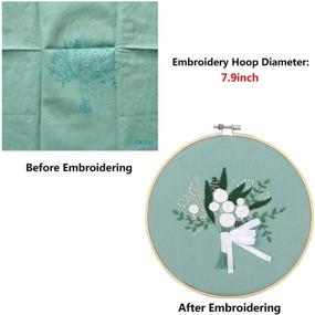 img 1 attached to 🌿 Complete Embroidery Starter Kit with Stamped Patterns, 2 Embroidery Cloths, 1 Bamboo Embroidery Hoop - Plants Flowers Design, Color Threads Included