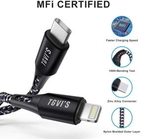 img 1 attached to 🔌 Быстрая зарядка TGVi 20W с двумя портами для iPhone 11 с сертификатом MFi и кабелем C to Lightning - черный