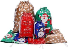 img 4 attached to PRETYZOOM Christmas Drawstring Gift Bags: 30 Pack of Assorted Styles for Effortless Xmas Present Wrapping