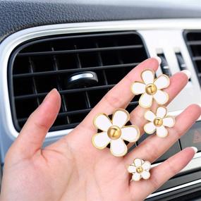 img 2 attached to 🌼 Set of 8 White Daisy Flower Air Vent Clips - Car Freshener and Decorative Accessories for Car Air Vent Decorations