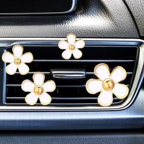 img 4 attached to 🌼 Set of 8 White Daisy Flower Air Vent Clips - Car Freshener and Decorative Accessories for Car Air Vent Decorations
