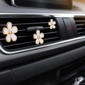 img 3 attached to 🌼 Set of 8 White Daisy Flower Air Vent Clips - Car Freshener and Decorative Accessories for Car Air Vent Decorations