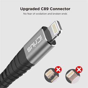 img 2 attached to 🔌 iCrius 6FT черный зарядник для iPhone - сертифицированный кабель Lightning для быстрой зарядки - совместим с iPhone 12/11/XS/8 и другими - нейлоновая оплетка, 3 штуки