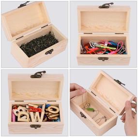 img 1 attached to Small Wood Craft Box Set by Dedoot - 2 PCS Unfinished Wood Boxes with Locking Clasp for Jewelry, Art Supplies, and Tool Storage - Rectangle Wood Gift Box Organizer, 5.5x2.75x2.87 Inch