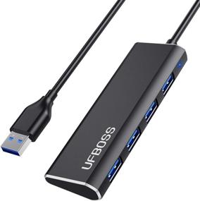 img 4 attached to Ultra Slim Portable Data Hub in Aluminum - UFBOSS 4-Port 3.0 Hub with 1ft USB 3.0 Cable for MacBook, Mac Pro/Mini, iMac, XPS, Surface Pro, PC, USB Flash Drives, HDD, and More