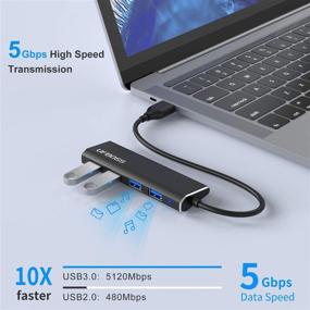 img 1 attached to Ultra Slim Portable Data Hub in Aluminum - UFBOSS 4-Port 3.0 Hub with 1ft USB 3.0 Cable for MacBook, Mac Pro/Mini, iMac, XPS, Surface Pro, PC, USB Flash Drives, HDD, and More