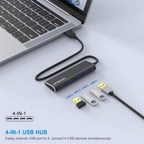 img 3 attached to Ultra Slim Portable Data Hub in Aluminum - UFBOSS 4-Port 3.0 Hub with 1ft USB 3.0 Cable for MacBook, Mac Pro/Mini, iMac, XPS, Surface Pro, PC, USB Flash Drives, HDD, and More