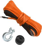 🎣 tyt 50ft synthetic winch rope for 3/16" nylon winch line cable rope - 6mm diameter, 7700lb winch cable with snap hook, rubber stopper, and protective sleeve - high performance offroad winch rope for 4x4 atv (orange) logo