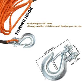 img 1 attached to 🎣 TYT 50ft Synthetic Winch Rope for 3/16" Nylon Winch Line Cable Rope - 6mm Diameter, 7700lb Winch Cable with Snap Hook, Rubber Stopper, and Protective Sleeve - High Performance Offroad Winch Rope for 4x4 ATV (Orange)