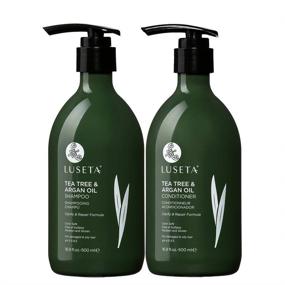 img 4 attached to 🌿 Luseta Tea Tree & Argan Oil Shampoo & Conditioner Set for Damaged and Oily Hair - Clarifying, Hydrating, and Fighting Dandruff - Sulfate and Paraben Free - 2x16.9oz - Men and Women