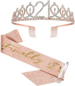 img 4 attached to 👑 Пояс и корона на 21-й день рождения для девушек, наконец-то 21-й День рождения с камнями короны, счастливые 21-й День рождения для девушек - идеальные подарки на 21-й День рождения