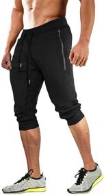 img 4 attached to 🏃 MAGCOMSEN Men's Slim Fit 3/4 Joggers Capri Pants with Zipper Pockets for Running, Training, and Workout