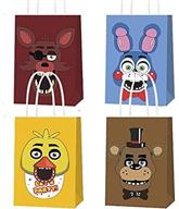 🎉 five night at freddy's party supplies: 16 pcs gift bags - perfect for birthday party treats and decorations, 4 fun patterns included logo