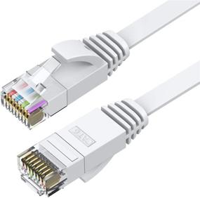 img 3 attached to 🔌 60 Футовый белый кабель Ethernet Cat6 - BUSOHE Cat-6 Плоский сетевой Ethernet патч-корд, быстрее чем Cat5e/Cat5, разъемы RJ45 для роутера, модема - 60 Футов