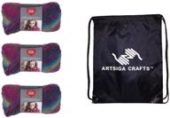 🎨 unforgettable stained glass 3-skein factory pack (same dyelot) by red heart knitting yarn boutique: bundle with 1 artsiga crafts project bag logo