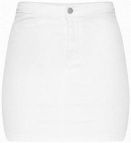 img 1 attached to Women's Casual Denim Mini Skirt - Washed Frayed Stretch Jean Skirt