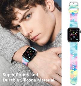 img 3 attached to 🌸 Цветочный силиконовый спортивный ремешок для Apple Watch - совместим с 38 мм, 40 мм, 42 мм и 44 мм сериями 2, 3, 4, 5, 6 - заменяемый ремешок для женщин и мужчин