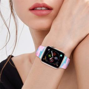 img 2 attached to 🌸 Цветочный силиконовый спортивный ремешок для Apple Watch - совместим с 38 мм, 40 мм, 42 мм и 44 мм сериями 2, 3, 4, 5, 6 - заменяемый ремешок для женщин и мужчин