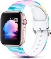 🌸 цветочный силиконовый спортивный ремешок для apple watch - совместим с 38 мм, 40 мм, 42 мм и 44 мм сериями 2, 3, 4, 5, 6 - заменяемый ремешок для женщин и мужчин логотип