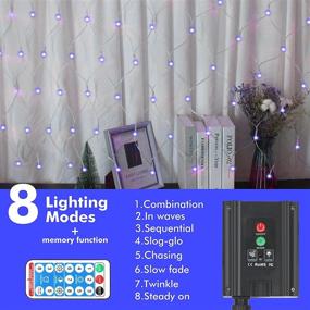 img 2 attached to 🎄 PLASUPPY 360 LED Christmas Net Lights - Solar Powered, Waterproof & Remote Control - Ideal for Yard, Xmas, Bushes, Wedding Decor (Blue, 12ft x 5ft)