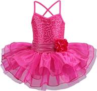 👗 tfjh e little girls' sequin ballet tutu dress: flower strap athletic leotard for kids, ages 2-8 years логотип