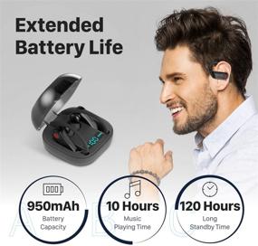 img 3 attached to Спортивные беспроводные наушники, Jinpei Bluetooth 5.1, Водонепроницаемые наушники IPX7, Быстрая зарядка, 30 часов автономной работы, микрофон, глубокие басы, смарт LED-дисплей - черный.