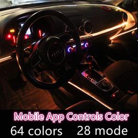 img 3 attached to 🚗 Flying Calf Car LED Strip Lights: App-Controlled 64 Color Interior Neon Lights for Car Decoration, 8m Optical Fiber with 6 Light Sources