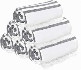 img 4 attached to 🏖️ Glamburg Turkish Peshtemal Fouta Towels - 100% Cotton Beach Towels - Thin Travel Camping Bath Sauna Beach Gym Pool Blankets - Soft, Durable, and Absorbent - 6 Pack 36x71 - Charcoal