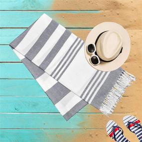 img 1 attached to 🏖️ Glamburg Turkish Peshtemal Fouta Towels - 100% Cotton Beach Towels - Thin Travel Camping Bath Sauna Beach Gym Pool Blankets - Soft, Durable, and Absorbent - 6 Pack 36x71 - Charcoal