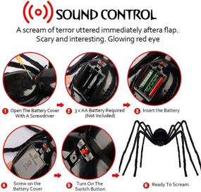 img 3 attached to 🕷️ D-FantiX Giant Halloween Spider Motion Voice Activated – 4 Feet Large Light Up Spider with Web, Realistic Fake Spider Electronic Scary Halloween Decorations Props for Indoor and Outdoor Yard