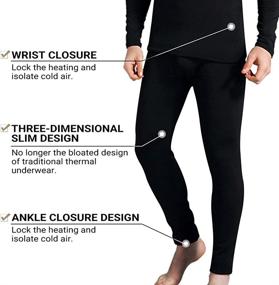 img 2 attached to Warm and Cozy: Men's Ultra-Soft Fleece-Lined Thermal Underwear Set for Winter Skiing