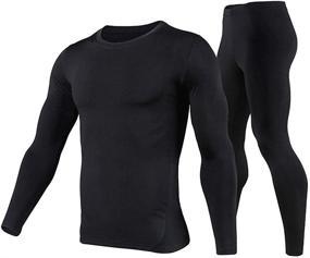 img 4 attached to Warm and Cozy: Men's Ultra-Soft Fleece-Lined Thermal Underwear Set for Winter Skiing