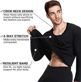 img 3 attached to Warm and Cozy: Men's Ultra-Soft Fleece-Lined Thermal Underwear Set for Winter Skiing