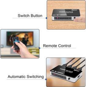 img 1 attached to 🔌 Univivi HDMI разветвитель сигнала 4K, 5 портов, 5 в 1, с пультом дистанционного управления и адаптером питания - поддержка Ultra HD, 3D и совместимость с 4Кх2К.