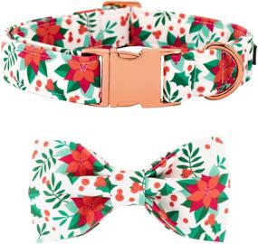 img 4 attached to Maca Bates Dog Collar with Bow Tie - Adjustable Bows for Puppy Dogs, Metal Buckle Collar with Christmas Fruit and Orange Flower Pattern - Ideal for Small, Medium, or Large Boy and Girl Dogs and Cats