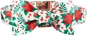 img 2 attached to Maca Bates Dog Collar with Bow Tie - Adjustable Bows for Puppy Dogs, Metal Buckle Collar with Christmas Fruit and Orange Flower Pattern - Ideal for Small, Medium, or Large Boy and Girl Dogs and Cats