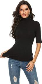 img 3 attached to 👚 Short Sleeve Turtleneck Women's T Shirt Tops