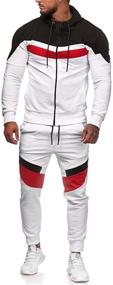 img 2 attached to Tracksuit Sweatshirt Sweatpants Breathable Patchwork Men's Clothing for Active