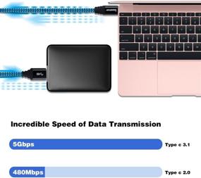 img 2 attached to 🔌 Кабель iSeekerKit USB 3.0 1Ft Type C to Micro B для Samsung Galaxy S5 / Note 3, Toshiba Canvio, WD внешний жесткий диск - кабель для зарядки и синхронизации данных