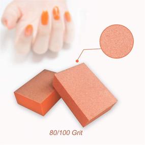 img 2 attached to 🧡 130 штук Оранжевый Maryton Nail Buffer Mini Block File 80/100 Зернистость - Одноразовое большое количество