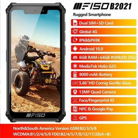 img 4 attached to 📱 Unlocked OUKITEL F150 Rugged Smartphone - 6GB+64GB(SD 256G), 8000mAh, Android 10, Dual-SIM, 4G Global, 5.86" HD+ Cell Phone, IP68 Waterproof Shockproof Dust Proof, 4 Camera, Face+ Fingerprint, GPS - B2021